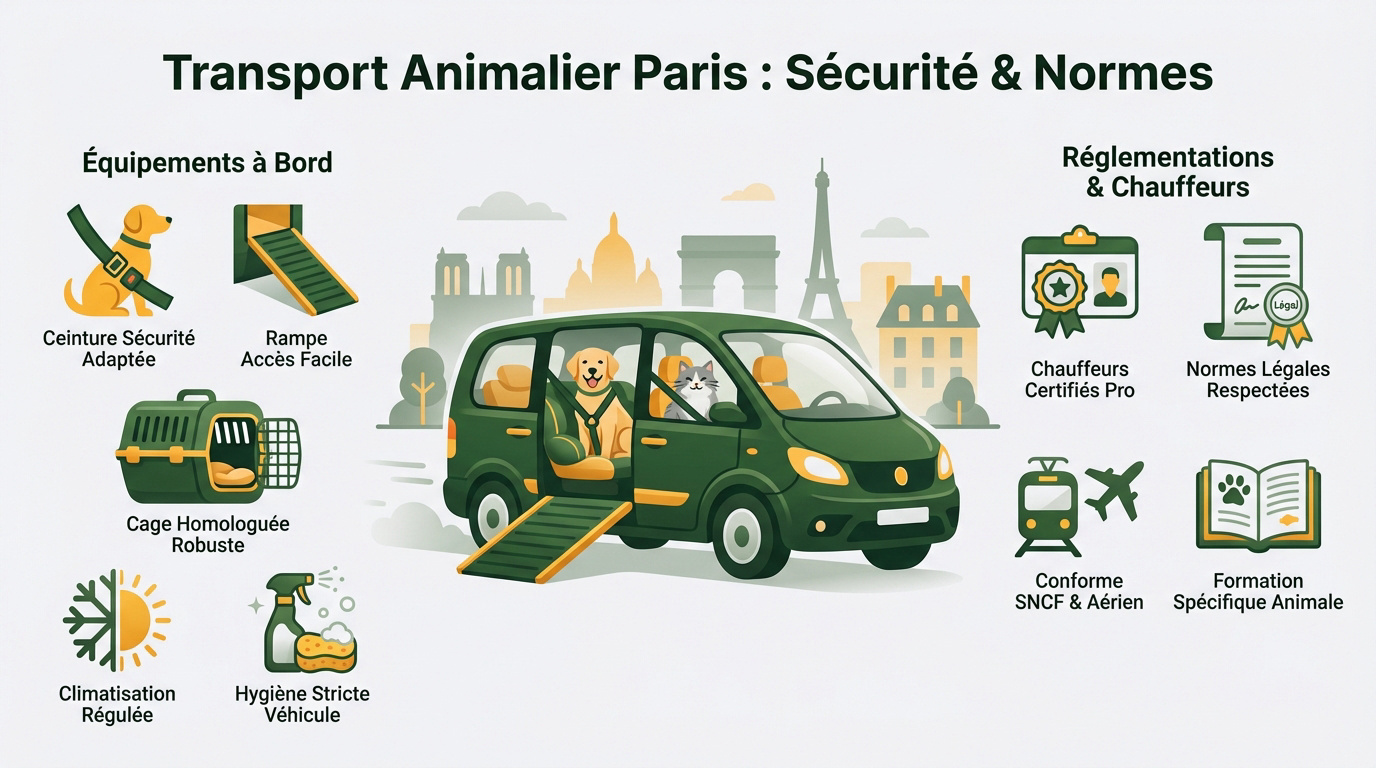Sécurité et équipements d'un taxi animalier à Paris