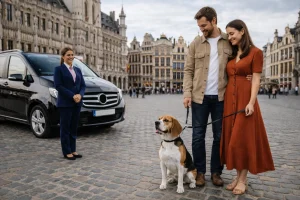 Taxi animalier Paris Bruxelles avec beagle sur la Grand-Place
